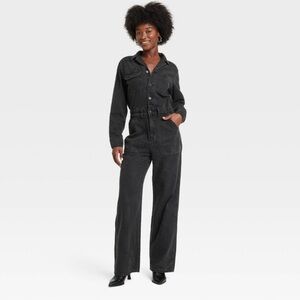 Women’s long sleeve utility baggy denim jumpsuit